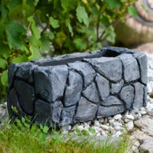 Truhlík na květiny s imitací kamene - tmavý